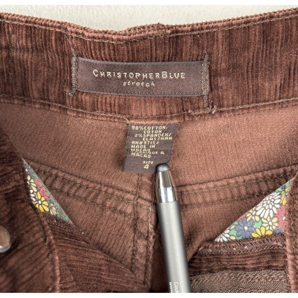 Christopher Blue Corduroy Pants Women's 4 Brown Stretch Straight Leg Casual - Picture 8 of 10